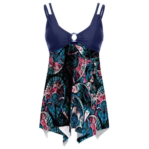 Skirted Swimwear Swim Dress Costume Plus Size Lady Padded Tankini Set Swimsuit - Picture 1 of 13