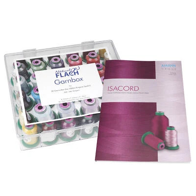 Garnbox Amann Isacord No.40 gefüllt 30 Farben 1000m +Farbkarte Maschinenstickgar - Bild 1 von 4