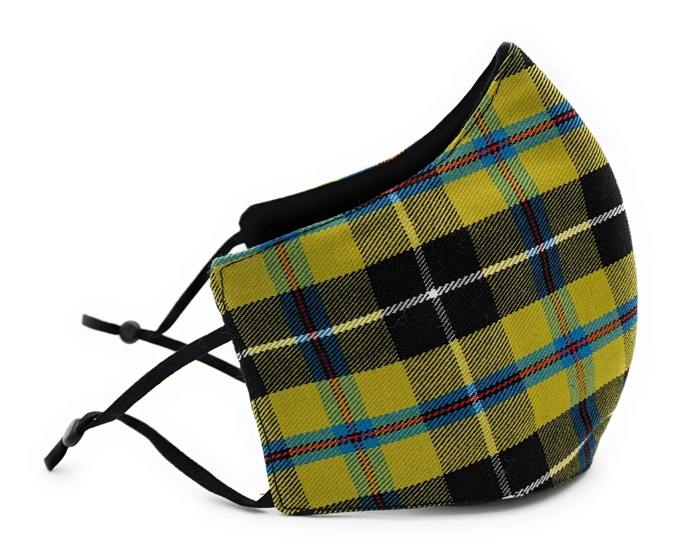 TARTAN TWEEDS Cornish National Tartan Face Mask Adjustable Straps Triple Layered Reusable