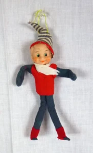De colección Años 50 60 Elfo con Cara de Goma con Conjunto de Fieltro Marca Noel Japón 7" - Imagen 1 de 9