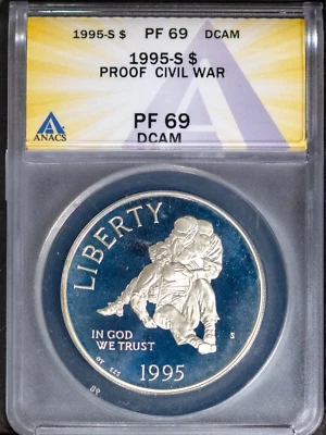 1995-S $1 Civil War Dollar PF69DCAM ANACS # 7786825 + Bonus - Image 1 of 2