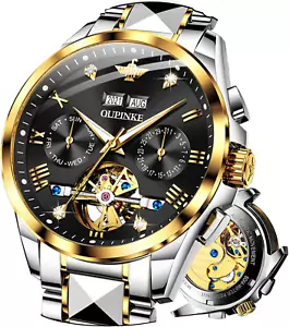 OUPINKE Mens Automatic Watch Skeleton Self Winding Watches for Men Hollow Men'S - Picture 1 of 9