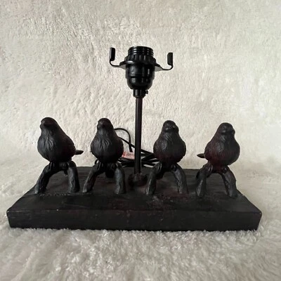 Rustic Detailed Resin 4 Birds Bronze Look Lamp 12" Harp & Finial NO SHADE - Image 1 of 4