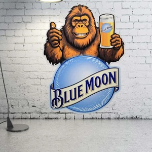 Big Foot Blue Moon Beer Advertising Metal Sign Bar Man Cave Garage 16"× 12" - Picture 1 of 4
