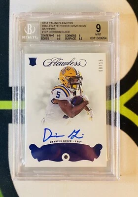 BGS 9 Derrius Guice RC Auto 2018 Flawless Collegiate Sapphire Gem/14  LSU - Image 1 of 2
