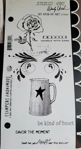 STUDIO 490 MY KIND OF ART STAMPS UNMOUNTED STAMPERS SAYINGS ROSE PITCHER - Bild 1 von 2