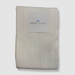 $260 Mode Living White Stripe Wine Resistant Vail Tablecloth Size 70in X128in - Picture 1 of 3