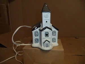 VINTAGE BISQUE LIGHTED Christmas HOUSE "Church" Unbranded - Picture 1 of 5