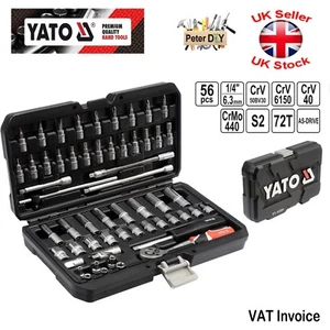 1/4" Socket Set Ratchet 56pcs Yato Professional Tools Toolbox AS-DRIVE YT-14501 - Picture 1 of 4
