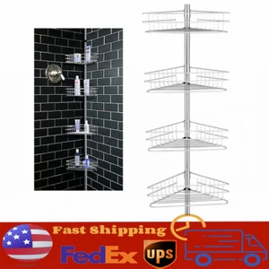 4 layer Rustproof Bathroom Corner Shelf Shower Caddy Shower Tension Pole Caddy🔥 - Picture 1 of 13