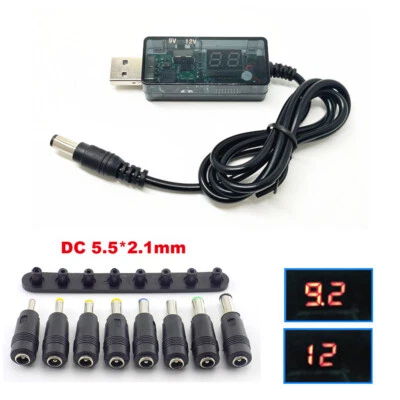 USB 5V to DC 9V 12V Step UP Converter Module Power Boost Adapter Cable 5.5X2.1mm - Image 1 of 4