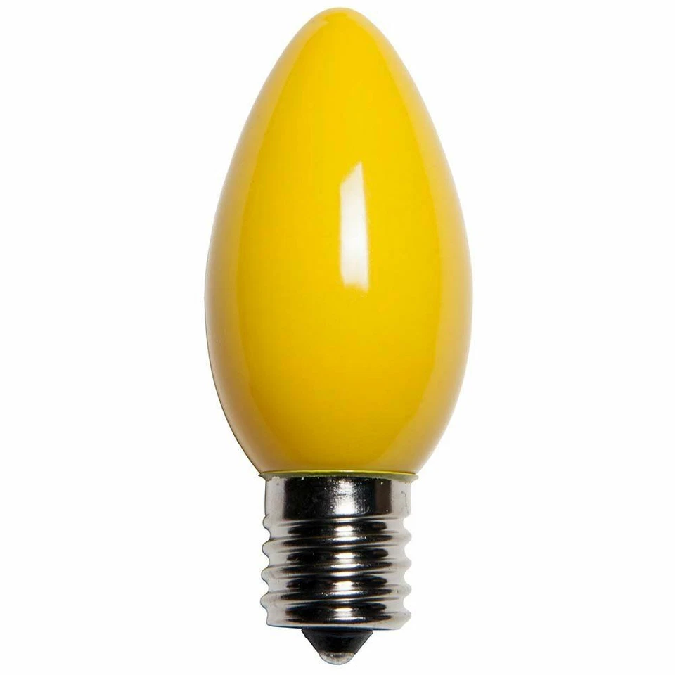 25 C9 Yellow Ceramic Incandescent Christmas Light Bulbs 7 Watt E17 Base - Image 1 of 1