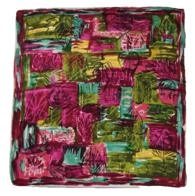 BUFANDA DE SEDA JACQUES F FATH AÑOS 50 PARÍS IMPACTANTE ROSA FUCSIA ABSTRACTO Bufanda años 40 Foto 1 de 4
