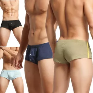 Sexy Hombres Traje de Baño de Algodón Ropa Interior Boxer Pantalones Cortos Mini Fondo de Baño Deportivo - Imagen 1 de 32