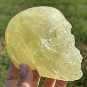 1.15kg Natural Citrine Carved Skull Quartz Crystal Skull Decor Reiki Crystal Gem - Picture 1 of 12