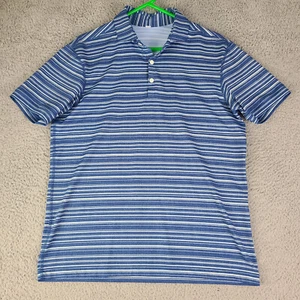 Lululemon Polo Shirt Mens Large*** Blue Short Sleeve Stretch Button Striped EUC - Picture 1 of 17