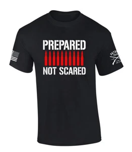 Patriot Pride Mens Patriotic T-shirt Prepared Not Scared Ammo American Flag - Picture 1 of 3