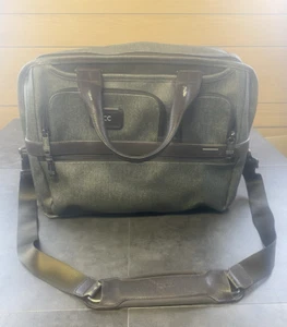 Tumi Alpha Expandable Organizer Laptop/Briefcase Earl Grey & Brown Leather - Picture 1 of 22