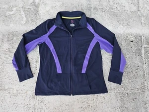 Active Women Athletic Jacket Long Sleeve Sport Zip Up Navy Blue Size 14/16 - Picture 1 of 12