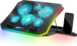 C12 Laptop Cooling Pad RGB Gaming Notebook Cooler Desk and Lap Use, Laptop Fan - Picture 1 of 6