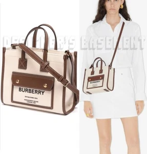 Bolso Bandolera BURBERRY Marfil Lona FREYA Logo Horseferry Borde Cuero Nuevo con Etiquetas - Imagen 1 de 12