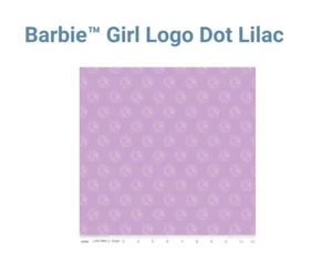 BARBIE Fabric BTY Barbie Girl Logo Dot in Lilac Cotton Fabric by Riley Blake. - Picture 1 of 1