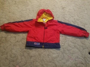 Windbreaker Red Navy Rain Jacket Boys Kids EUC Sportrax Small - Picture 1 of 7