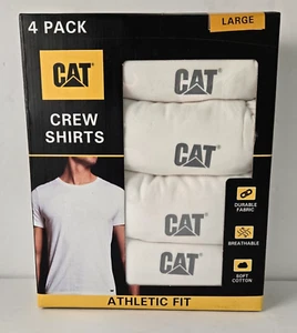 CATERPILLAR White 4-Pack Athletic Fit CREW Neck T-Shirts - PICK SIZE - Picture 1 of 8