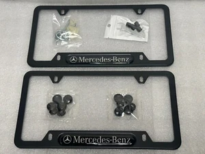 Kit of 2 Black Stainless Car License Plate Frame Cover For Mercedes-Benz AMG - Bild 1 von 8