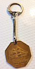 Vintage Mystic CT 'Charles Moran Medal' Brass Key Chain 1841 -1921  1.25''