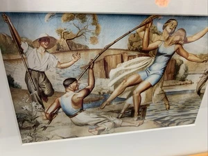 The Fishing Party 1925 Jean Despujols gerahmter Kunstdruck Joyful Leisure Waterside - Bild 1 von 13