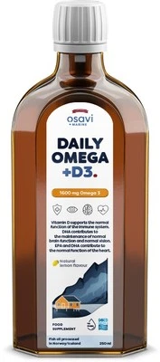 Osavi Daily Omega + D3, 1600mg Omega 3 (Natural Lemon) - 250 ml. (95,96 EUR/L)