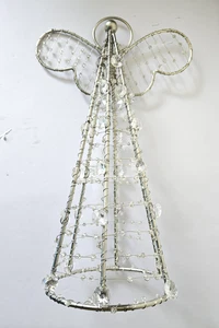 Vintage Natale Angelo Albero Topper Filo Cristallo Vetro Decorazione Casa 13" - Foto 1 di 5