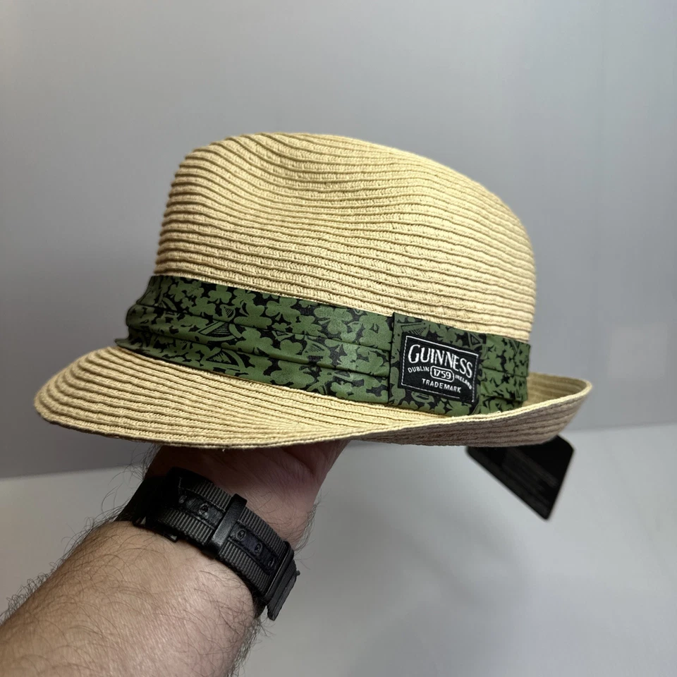 Guinness Sombrero Fedora de Paja con Banda Estampada Trébol Verde Talla L/XL NUEVO CON ETIQUETAS Foto 1 de 4