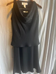 Jones New York taglia 8 nero classico 2 pezzi Gonna tuta maxi top senza maniche con perline - Foto 1 di 8