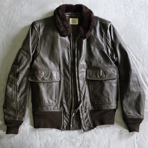 Vintage 1980s USN G-1 Goatskin Leather Flight Bomber Military Jacket 40 - Bild 1 von 5