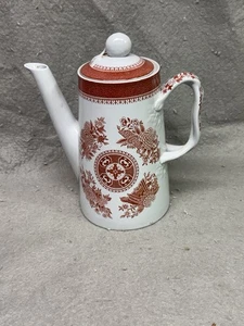 TETERA DE PIEDRA FINA VINTAGE SPODE 8 1/2 PULGADAS FITZHUGH ROJA W 88 - Imagen 1 de 7