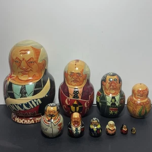 Bambole nidificanti russe vintage 10 pezzi di leader politici - Foto 1 di 13