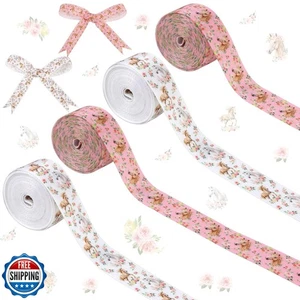 Cheerupp 4 Rollen Blumen Pferd Motiv Bänder, 20 Yards Bastelbänder für Kranz - Bild 1 von 5