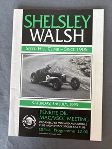 Race Programme 3 July 1993 Shelsley Walsh Vintage Sports Car Club VSCC A5 - Picture 1 of 1