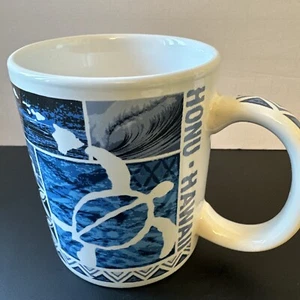 Hawaiian Hawaii Turtle Coffee Cup Mug Blue White - Picture 1 of 6