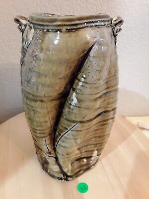 Vintage Signed Stoneware Clay Glazed Pottery Vase  10.5  Tall • 36.90€