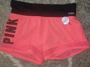 VS pink mesh nylon sport shorts small Hot Pink logo new - Picture 1 of 3