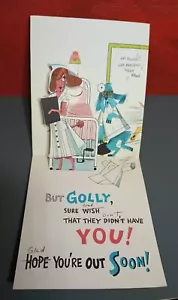 Vintage Get Well POP-UP Hallmark Card ABOUT HOSPITALS DogsCute Funny 3 pop-ups - Picture 1 of 11