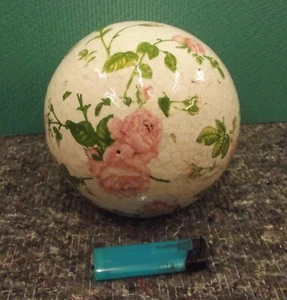 Kugel, Blumenkugel, schwer, Art Fayence, alt, Dekoration - Bild 1 von 15