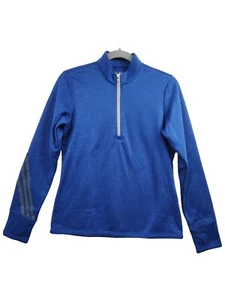 Adidas Women's Sz M Royal Blue Quarter-Zip Golf Pullover Fleece Top Thumb Holes - Picture 1 of 9
