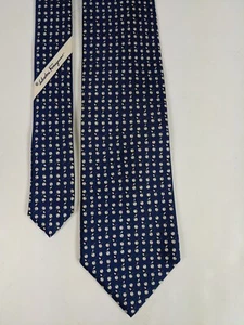 Corbata Salvatore Ferragamo Corbata Azul Estampado Cereza Seda Auténtica Italia - Imagen 1 de 7