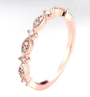 Rose Gold over Silver Band Ring, .5ct CZ, Womens Band Ring, Sz 6, 9 or 10 - Image 1 of 4