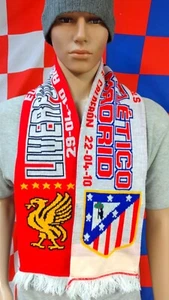 Bufanda de fútbol Liverpool vs Atlético de Madrid (semifinales de la Liga Europa 2010) - Imagen 1 de 3