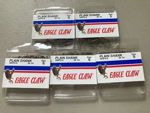 250 Eagle Claw  Plain Shank Fish Hooks 084FS-6  hooks.....  5 boxes of 50 size 6 - Picture 1 of 5
